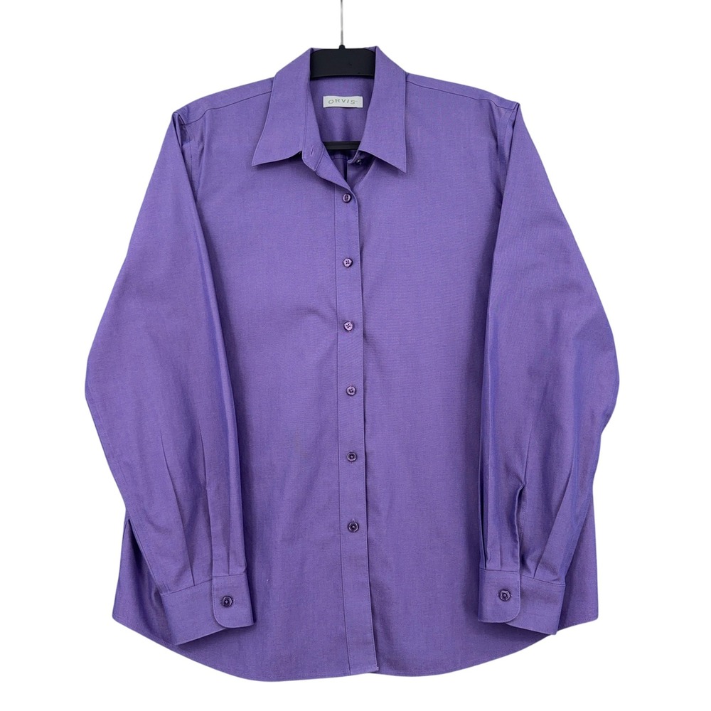 Orvis Wrinkle Free Men 16 100% Cotton Purple Button Down Shirt